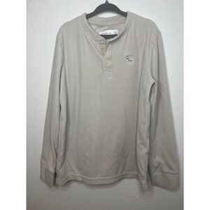 Abercrombie Kids Beige Waffle Knit Long Sleeve Henley Shirt Size 7/8